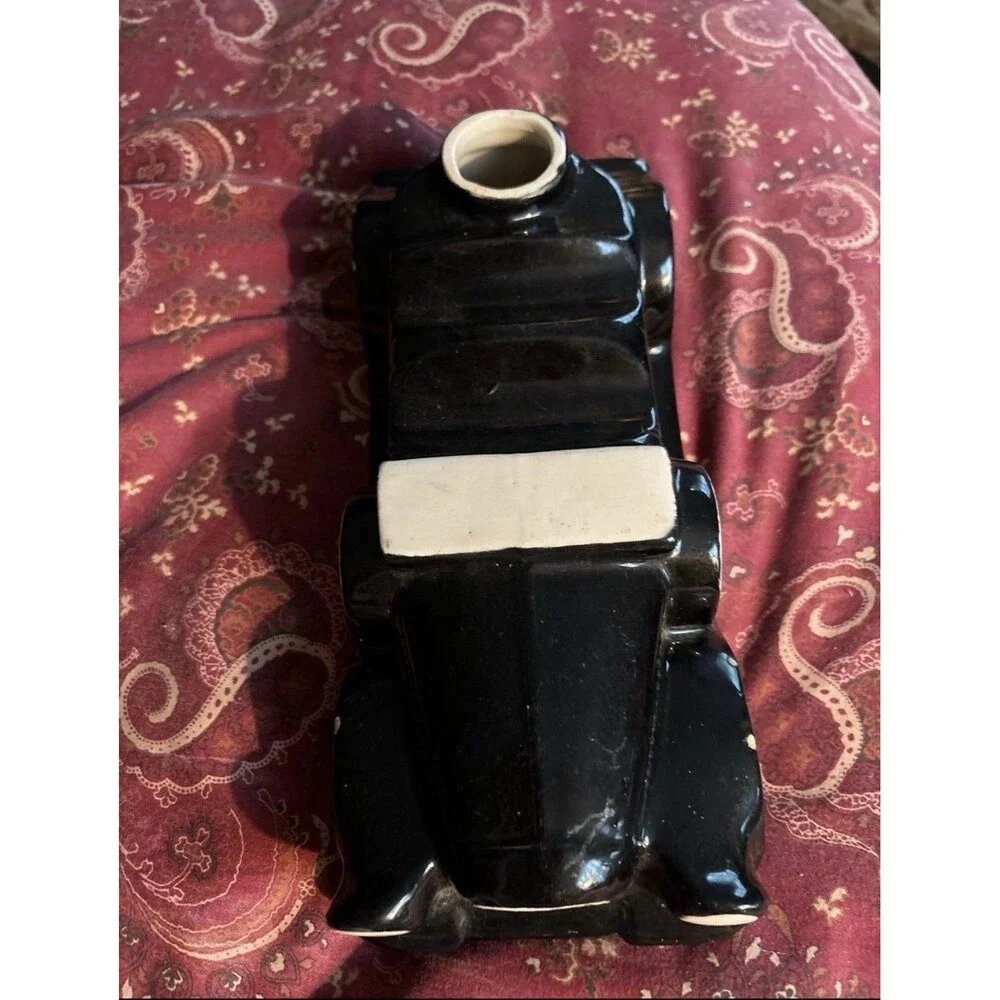 Vintage 1950s McCoy Pottery Black Antique Car Planter USA Incomplete